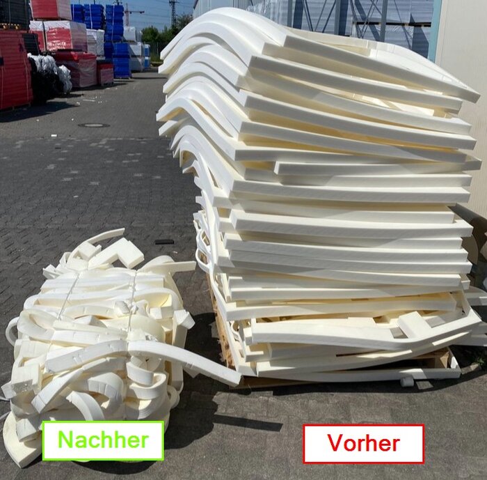 Vorher Nachher Vergleich - Schaumstoff gepresst